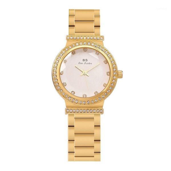 Orologi da polso da donna Orologio al quarzo delle migliori marche FULL Diamond Acciaio inossidabile Ladies Golden Fashion Orologi da polso Ragazze impermeabili per donna 2021