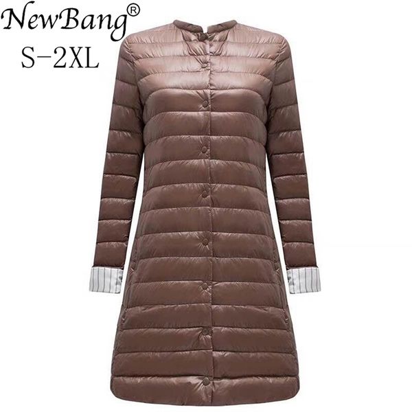 Bang Ultra Light Down Jacket Mulheres Portáteis Inverno Mulher Longa Feather Slim Parkas Stand Collar Womens S 211011