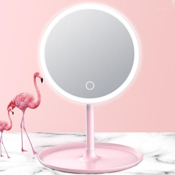 

mirrors usb charge led makeup with ring light hd vanity smart touch control illuminated stand up desk table mirror1