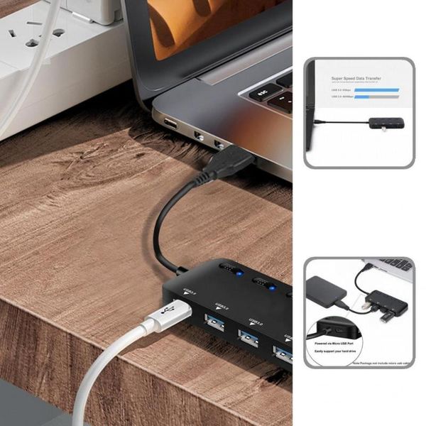 

hubs useful docking stand 4 ports quick transmission with indicator light driver-usb3.0 expansion dock