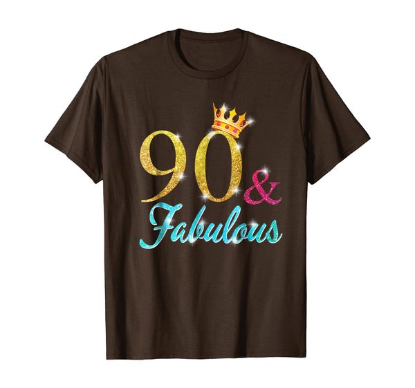 

90 and fabulous shirt 90 years old b-day 90th birthday gift, White;black