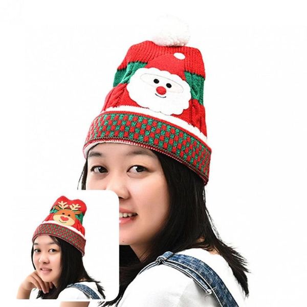 

party hats xmas knitted hat kids christmas warm dress up useful snowman plush ball beanie