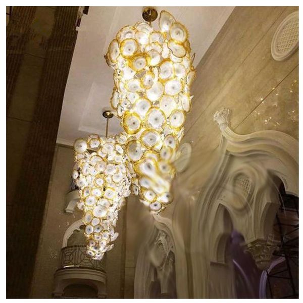 

chandeliers luxury gold crystal chandelier light fixture led murano glass flower plate modern art lighting for el project