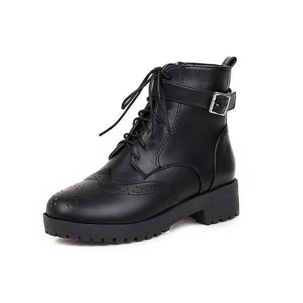 

boots oversized lace up women shoes ankle for ladies woman winter, Black