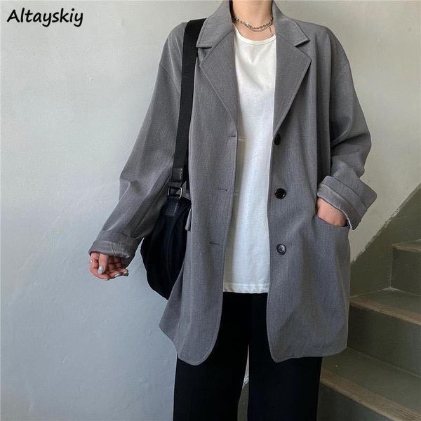 

women's suits & blazers women gray students preppy style loose vintage all-match lazy harajuku fashion classical outwear female ulzza, White;black