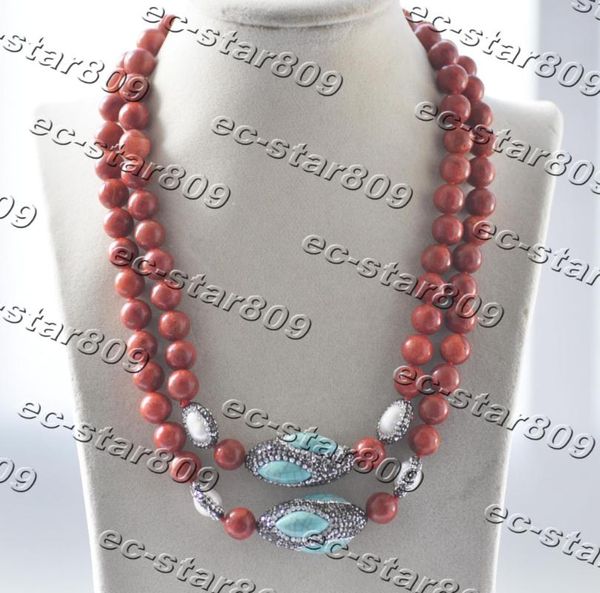 

chokers z11230 20-100" 35mm red coral blue turquoise shuttle pearl cz necklace woman fashion jewelry, Golden;silver