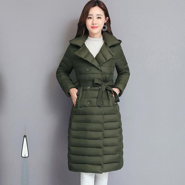 

women's down & parkas isenmal autumn long women coats slim office ladies solid winter jacket hooded thick cotton padded, Black