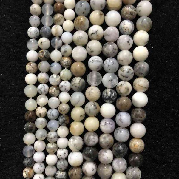 Inteira 100% Natural Dendritic Opal Beads, 6mm 8mm 10mm redondo gema pedra solta contas, branco chrysoprase beads 15.5 