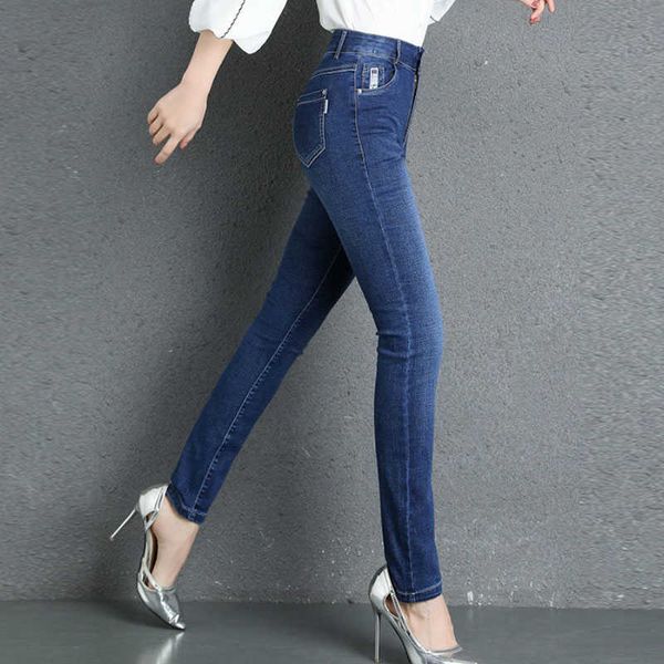 

skinny denim jeans for woman high waist stretchable ladies pencil pants plus size 5xl streetwear women trousers clothing 210625, Blue