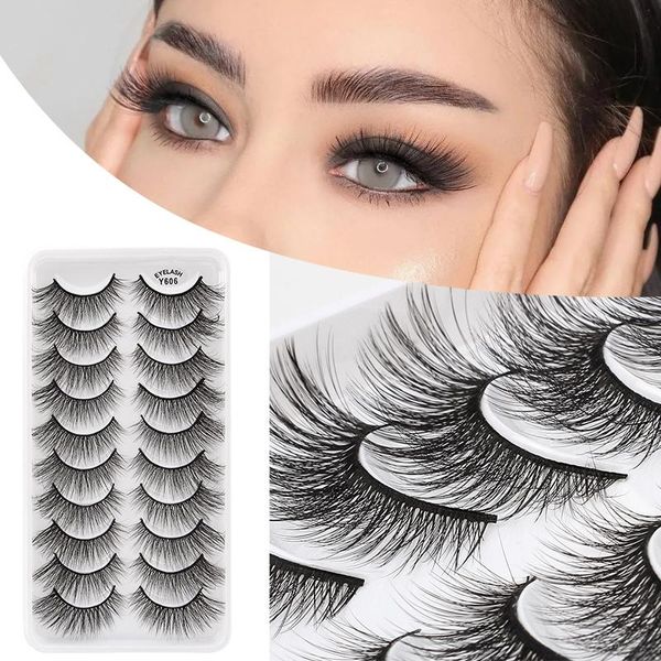 

false eyelashes ysdo 5/10 pairs mink 3d lashes winged thick makeup eyelash dramatic natural volume soft fake eye