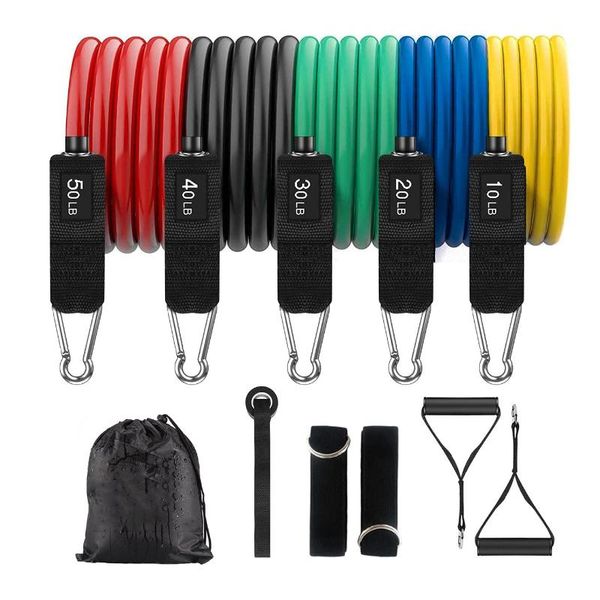 

resistance bands 11 pcs latex tube set with door anchor handles portable bag legs ankle straps for musle training