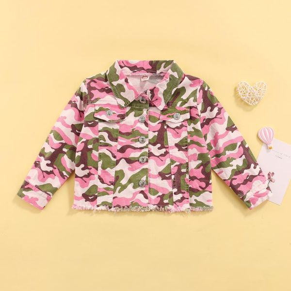 

jackets summer autumn toddler girls camouflage kids casual long sleeve button down frayed raw hem coats 1-6 years, Blue;gray