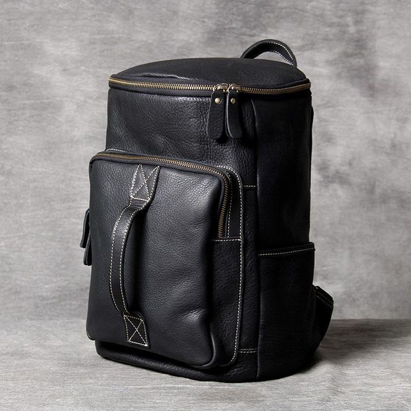

men's cow leather backpack fashion genuine casual travel bag
