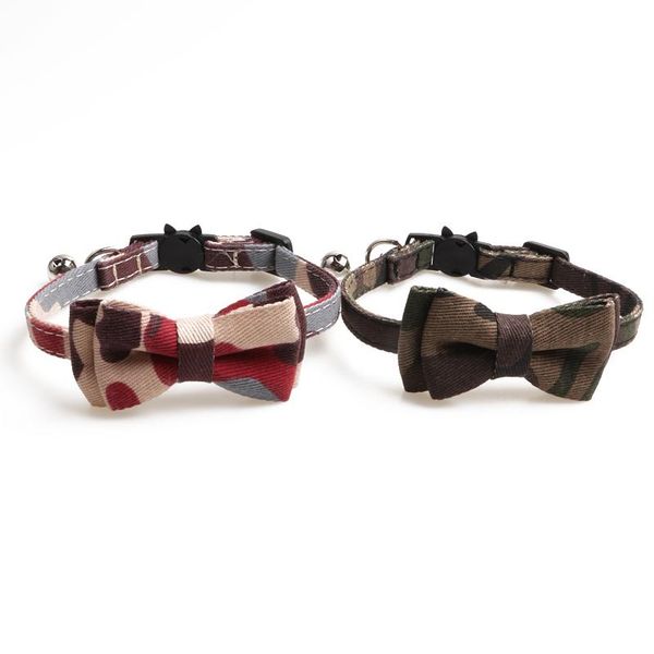 

cat collars & leads safety collar breakaway with bow tie bells accessories cotton camouflage for kitty kitten pet supplies 20-30cm