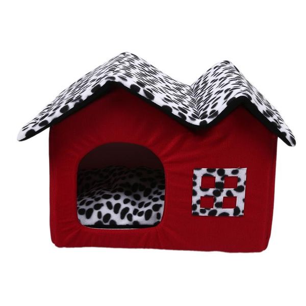 

removable red pet house room dog cat bed pad luxury supplies 55 x 40 42 cm beds & furniture