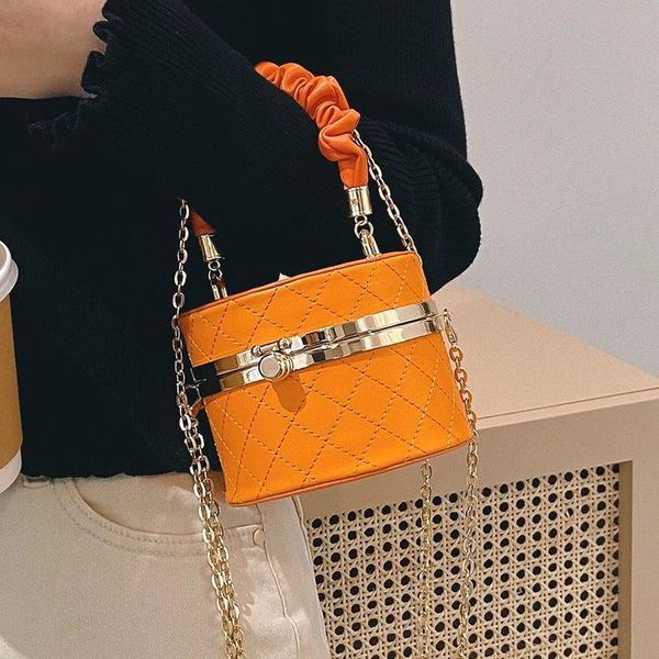 

lattice round box bag pleated tote bag 2021 new high-quality pu leather women's designer handbag chain shoulder messenger