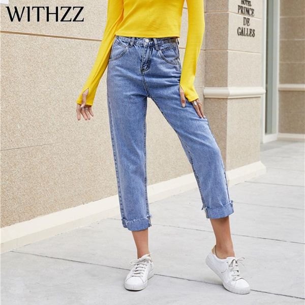 

women's jeans withzz spring denim pants inelastic ripped harem, Blue