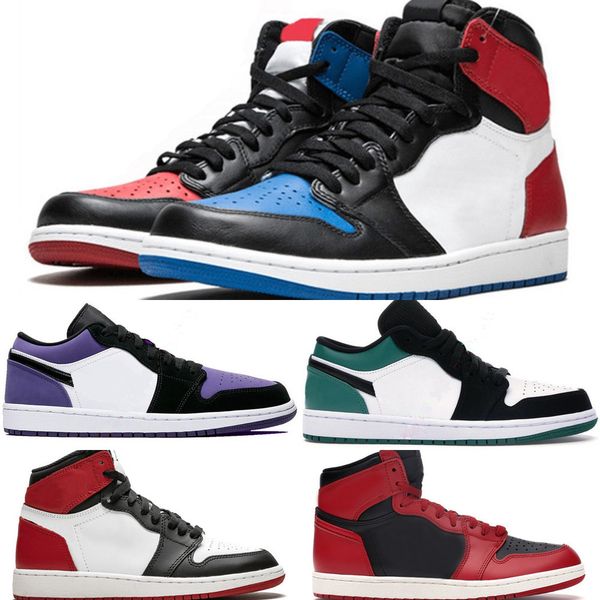 

new jumpman 1 1s og high basketball shoes pine green black court purple royal bred toe nc obsidian unc game basketball sneakers trainersveeg