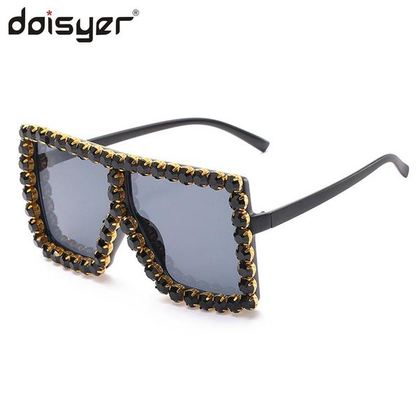 

sunglasses doisyer 2021 big frame personality set diamond glasses cool, White;black