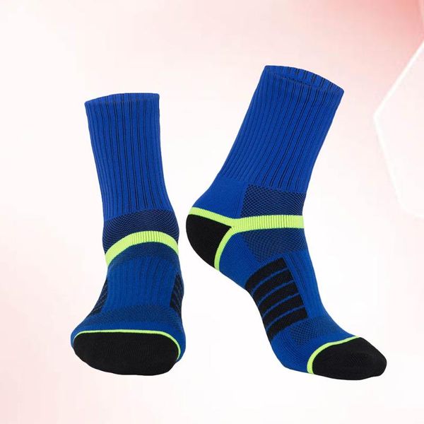 

pair of sports mid-stocking anti-slip athletic mesh breathable quick-drying cycling socks thicken nylon socks(blue), Black