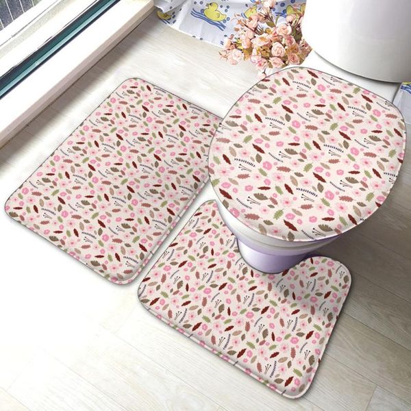 

bath mats flowers mat modern polyester 3 piece bathroom set shower soft rug