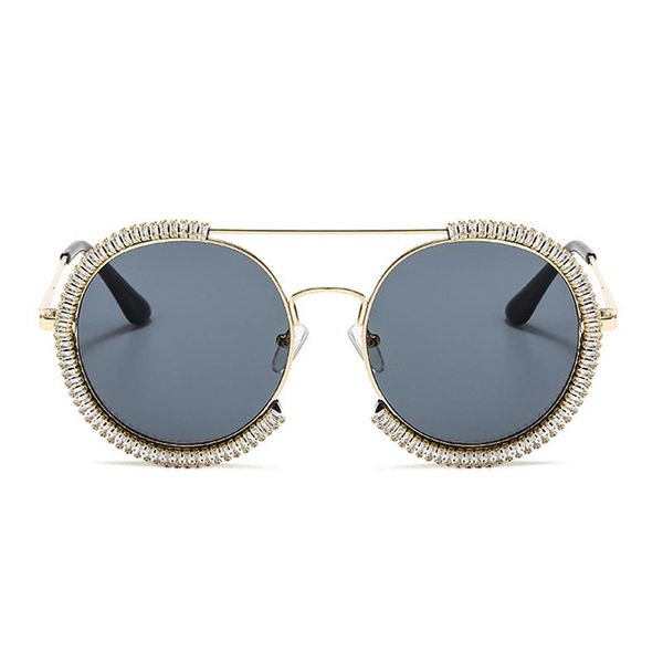 

fashion women girls retro rhinestone round shape sunglasses crystal designer summer beach female glasses, White;black