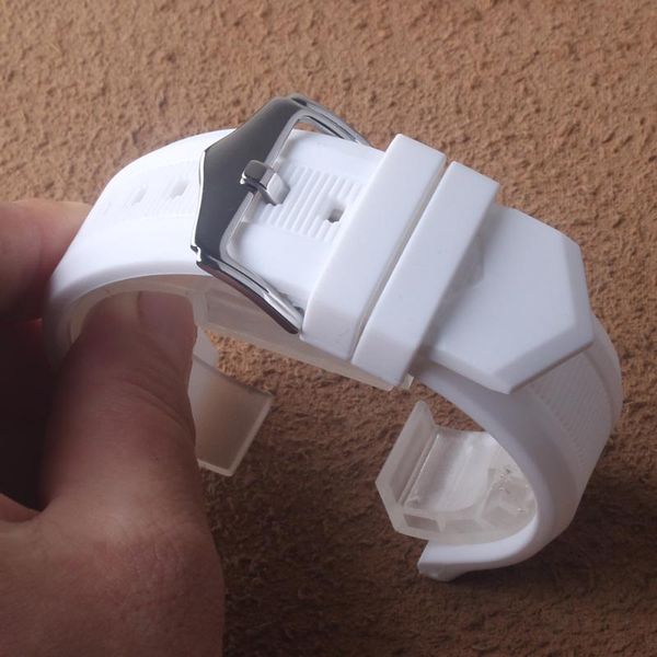 

watch bands watchband silicone rubber white band for men watches strap wristband stainless steel pin buckle 22mm 23mm 24mm 26mm 28mm, Black;brown