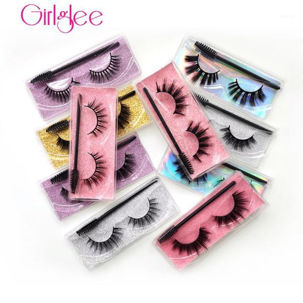 

natural mink lashes 14-20mm makeup eyelashes soft medium length 3d false wholesale fake custom logo girlglee1