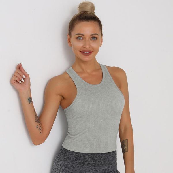 

yoga outfit 1pcs/ european and american seamless knitted silky long vest i-shaped beautiful back jacket sports fitness pants women