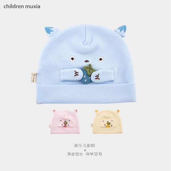 

baby newborn 0-6-month-old baby spring autumn warm cap version, Black;white