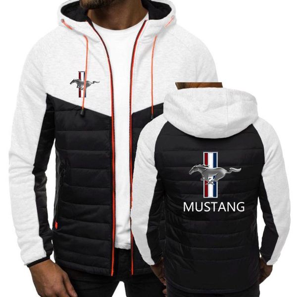 

men's hoodies & sweatshirts 2021 mustang spring autumn classic fashion print male casual solid color padded jacket sport zipper coat, Black