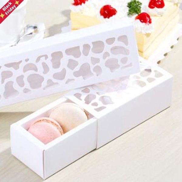 

30pcs hollow macarons box cookie white package baking small cake boxes for chocolate muffin biscuits luxury wedding party decor gift wrap
