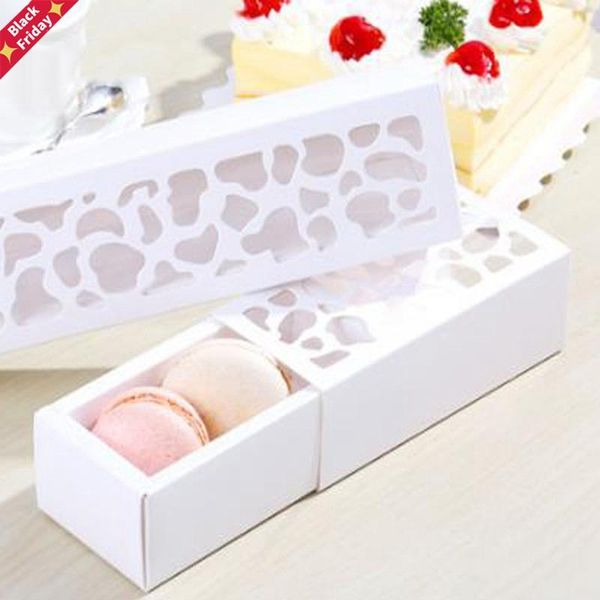 

30pcs hollow macarons box cookie white package baking small cake boxes for chocolate muffin biscuits luxury wedding party decor gift wrap