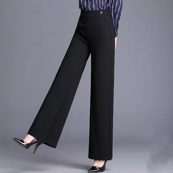 

women's pants & capris black color -3xl women elastic waist korean wide leg female trousers, Black;white