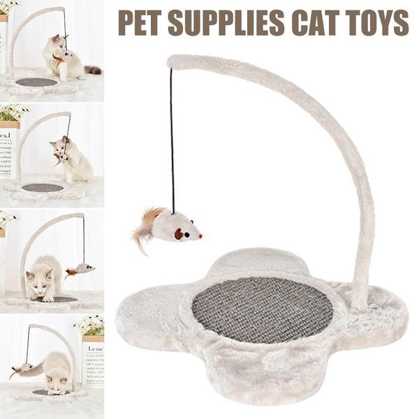 

cat toys ly scratcher scratching mat sisal with haning mouse toy