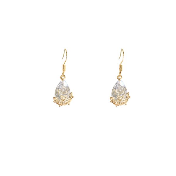 

versatile personality and temperament earrings french ear girl tide drop crystal earrings are suitable for any scene, Silver