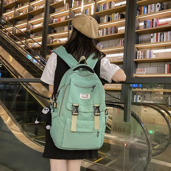 

backpack fashion nylon for women 2021 waterproof solid color lapschool bag youth soft zipper travel