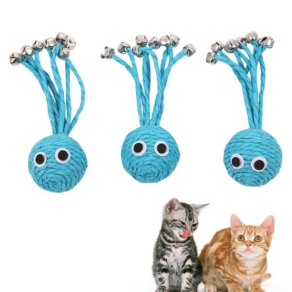 

cat toys 1pcs toy cute woven by paper rope scratch-resistant pet playing with bell training ball interactive