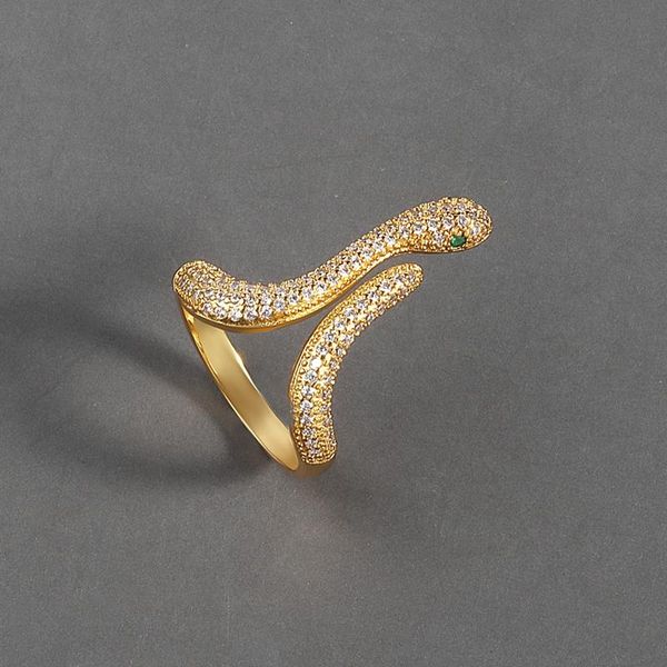 

cluster rings binmonray 925 sterling silver design sense zircon snake shape open ring for women fashion exaggeration luxury party jewelry, Golden;silver