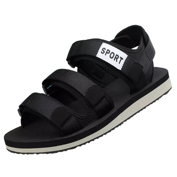 

sandals summer casual flat shoes for men open toe beach walking holiday comfort outdoor sport fashion sneakers 2021, Black