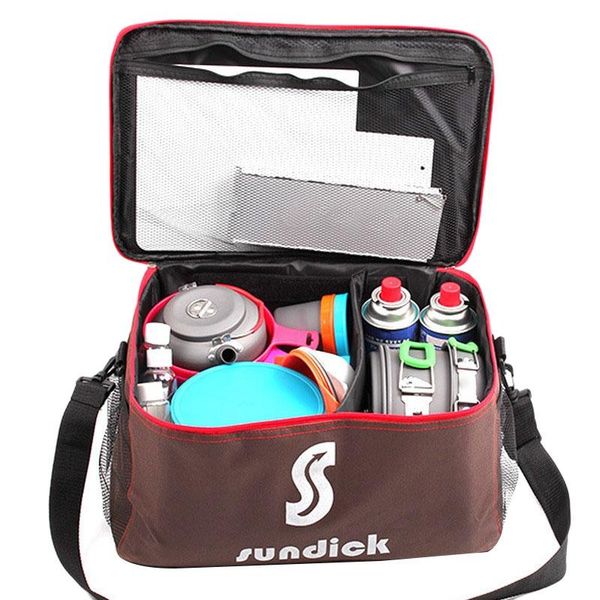 

outdoor bags camping hiking picnic bag portable storage wild tableware cookware set pot gas tank anti
