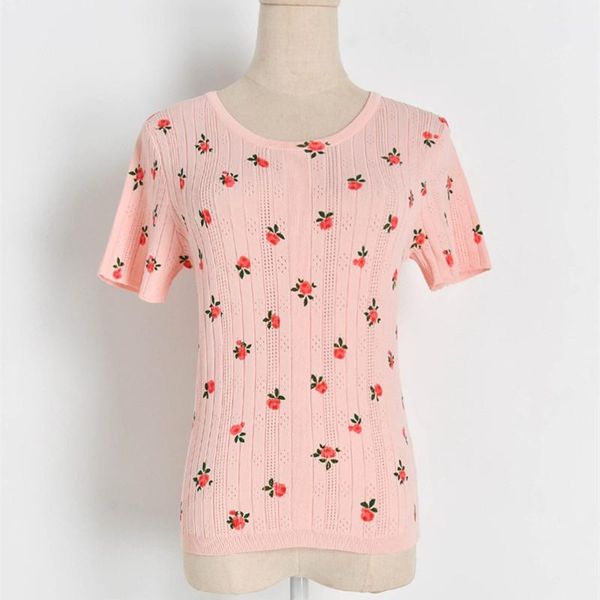

women's sweaters designer knitted pullovers for women o neck hollow out floral print short sleeve top, White;black