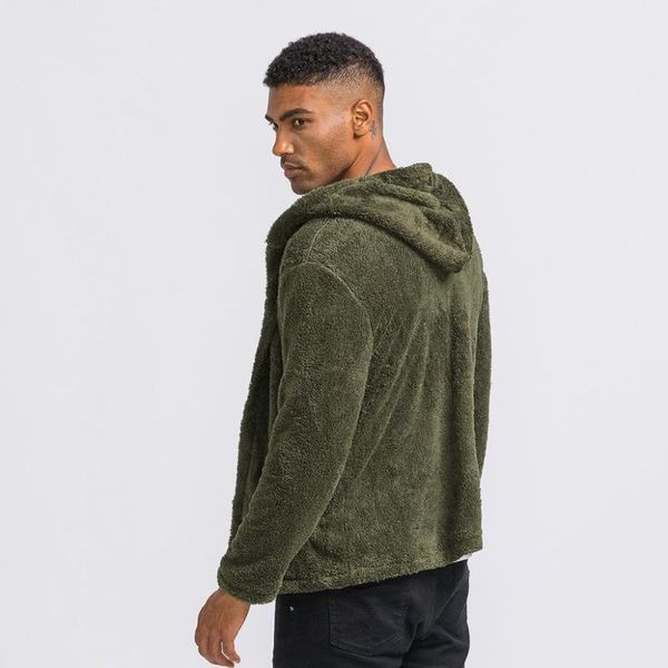 

men's jackets 2021 winter fashion men hoodie jacket double-sided cashmere warm long sleeve loose coat casual o04, Black;brown