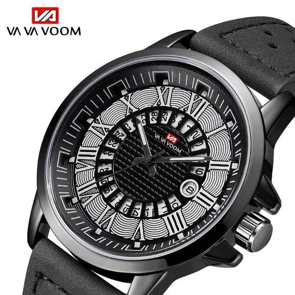 

wristwatches vava voom brand men analog quartz leather waterproof sports watches men's casual watch clock male relogio masculino, Slivery;brown