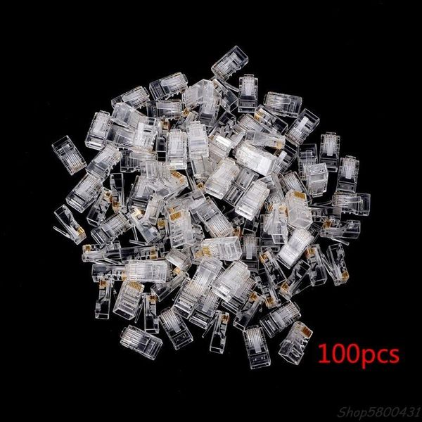 

25/100pcs gold plated rj45 net network cables modular plug cat5 cat5e connector 8p8c terminals o16 20 computer & connectors