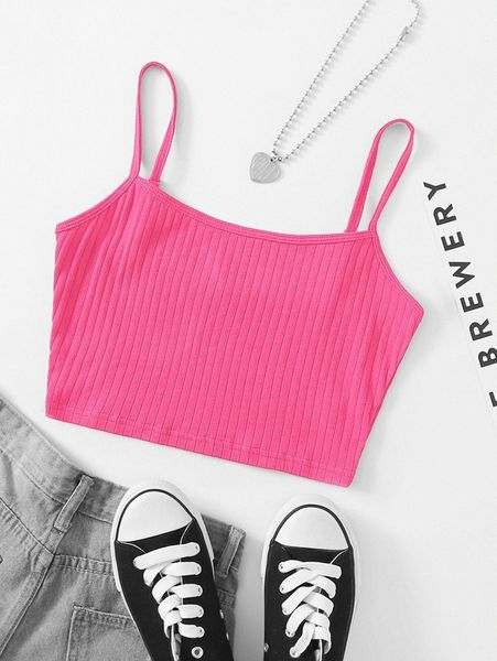 

rib-knit crop cami 72cm#, White