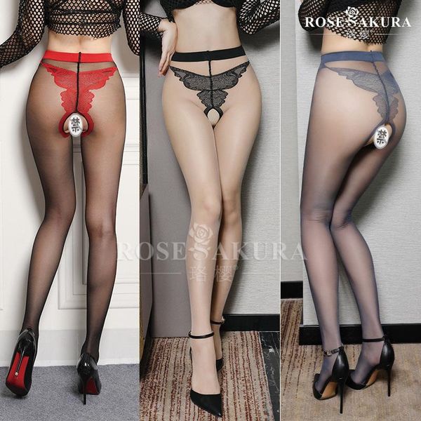

luoying butterfly open crotch pantyhose bikini stockings black contrast legs 0832 socks & hosiery, Black;white