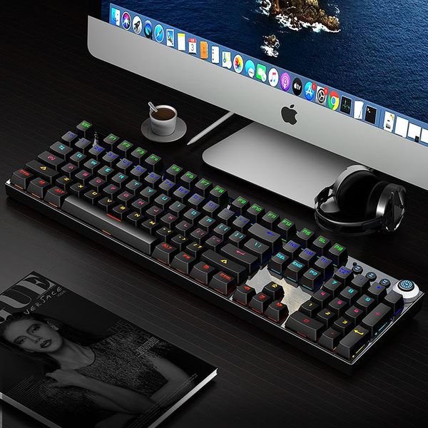 

keyboards mechanical gaming keyboard wired ppunk version 104-keys pc/lapuniversal led backlight rgb multiple lighting effects