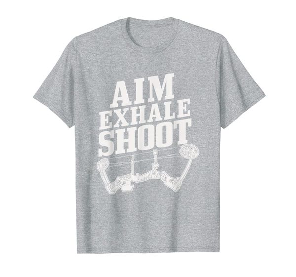 

archery bow hunter aim exhale shoot deer hunting t-shirt, White;black