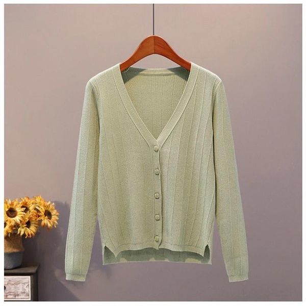 

women's knits & tees 2021 spring knitted cardigan loose and thin v-neck long sleeve jacket top, White